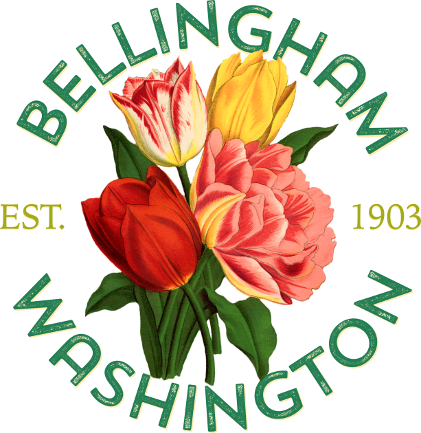 Bellingham Washington Spring Tulip Gardeners Floral Kids T-Shirt by Pine Hill Goods