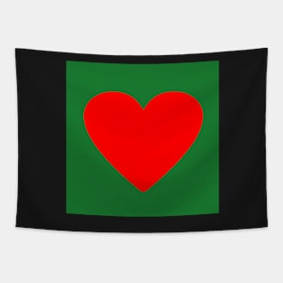 Corazón rojo sobre verde Tapestry