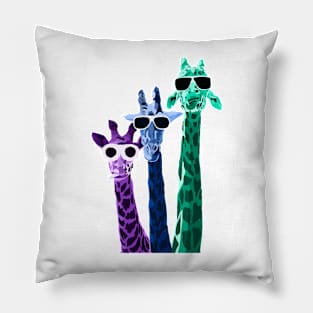 Giraffe trio digital illustration Pillow