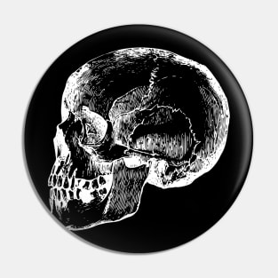 Skull Skully McSkullFace White on Black Pin