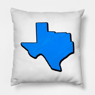 Bright Blue Texas Outline Pillow