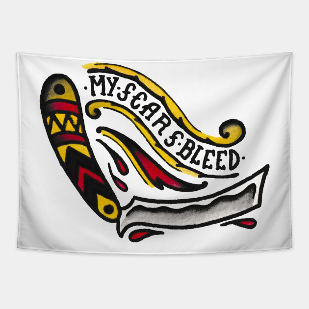 Blade Tattoo Design Tapestry Teepublic