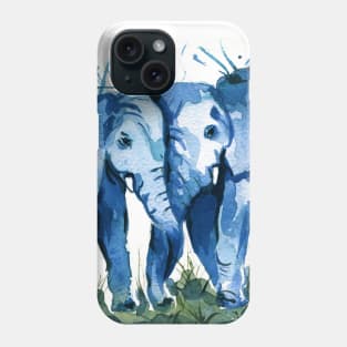 Elephants watercolor Phone Case