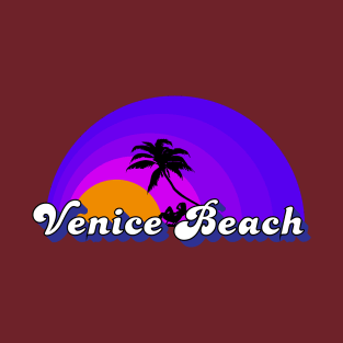 Venice Beach California Souvenir Sunset Design T-Shirt