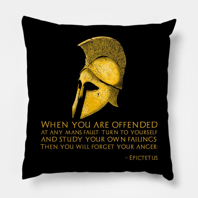 Ancient Greek Stoic Epictetus Quote On Being Offended Pillow by Styr Designs