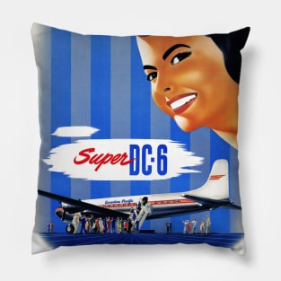 Vintage Travel Poster Canada Super DC-6 Pillow