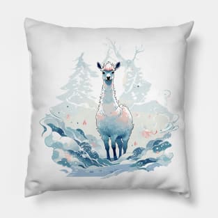 Llama in Winter Wonderland Pillow