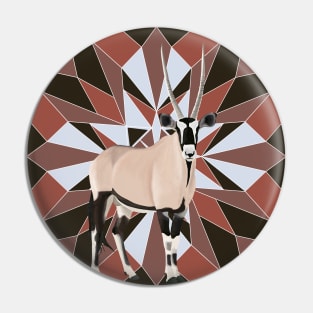 Oryx Antelope From Africa Red Geometric Background Pin