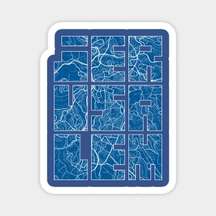 Jerusalem, Israel Map Typography - Blueprint Magnet