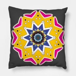 Golden unicorn Mandala art Sunflower modern repeated pattern Pillow