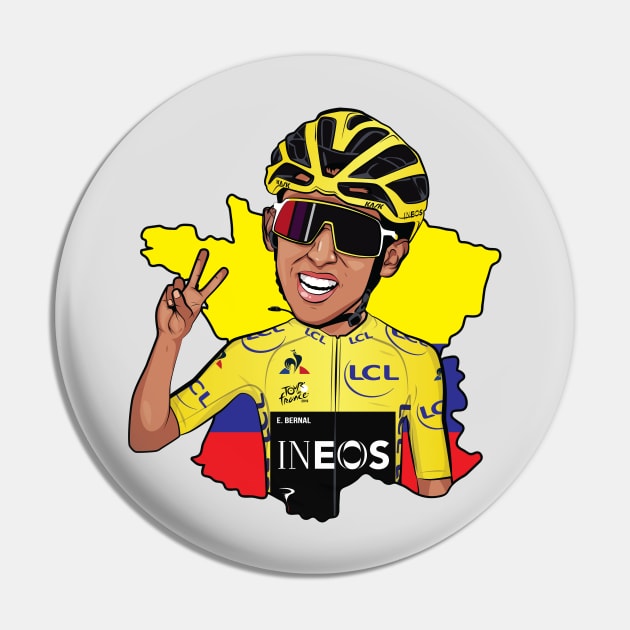 Egan Bernal Tour De France 2019 Champion Pin by portraiteam