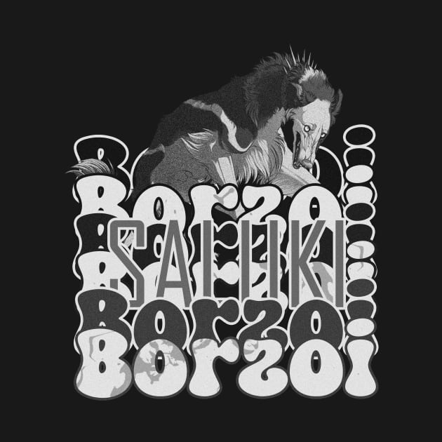 Dog Breed - Borzoi Canidae Saluki BLACK AND WHITE Shirt by TareQ-DESIGN