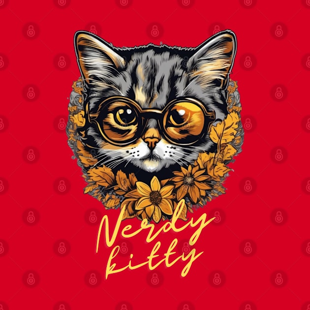 Nerdy Kitty Delight: Funny Aesthetic Smart Cat Art for Cat Lovers by Tanguarts