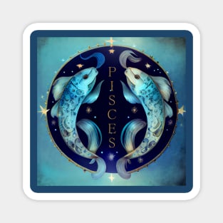 Zodiac Sign PISCES - Fantasy Illustration of astrology Pisces Magnet