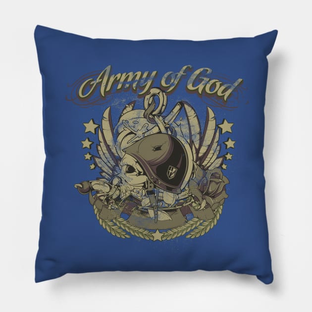 army of god soldier skull crest emblem Pillow by TADYSHOP