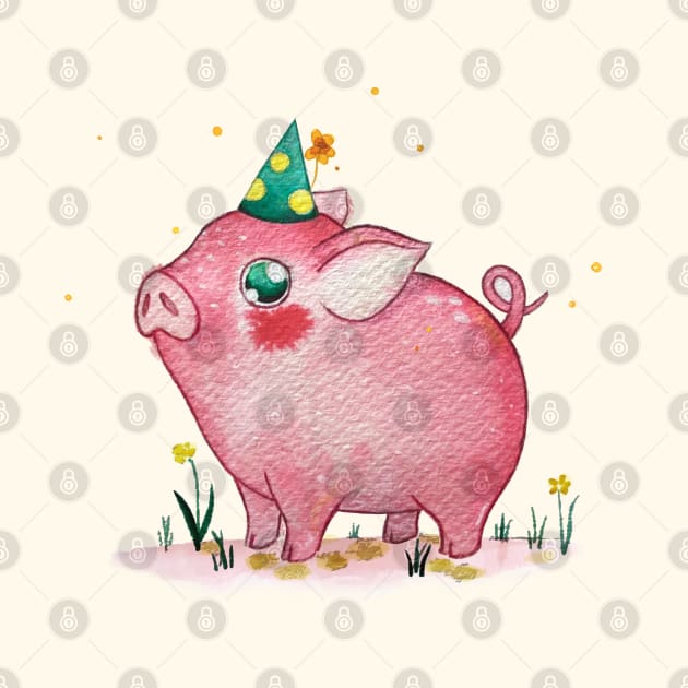 Birthday Piggie by Hana Nekrep Art