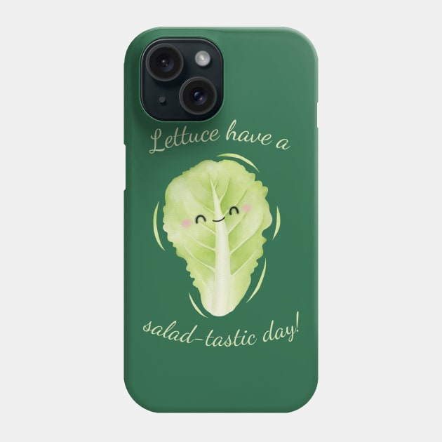 Lettuce Have A Salad-Tastic Day Cute Watercolor Lettuce Leaf Phone Case by DesignArchitect