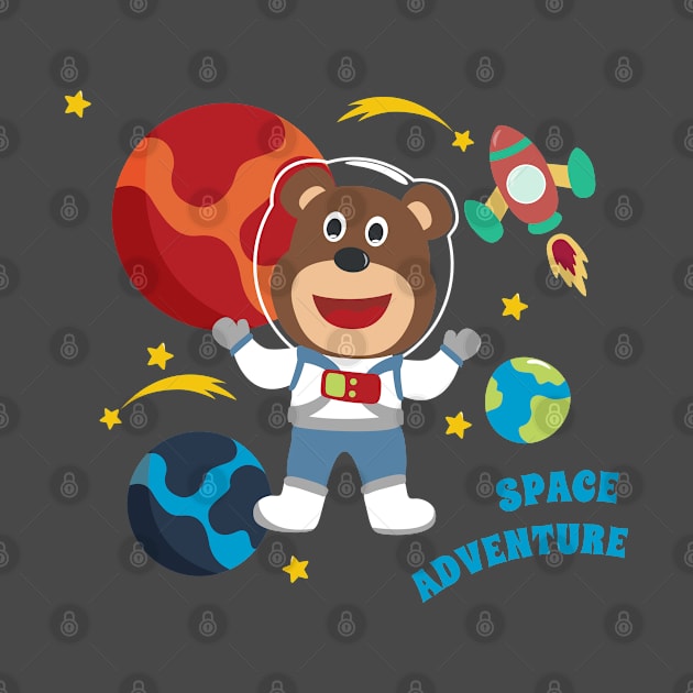 Space bear or astronaut in a space suit with cartoon style by KIDS APPAREL