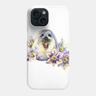 Baby seal watercolor illustration Phone Case