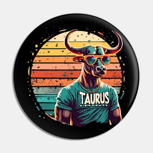 Taurus Sunset Get-Together: Retro Horoscope Celebration Pin