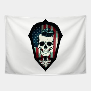 Fun Shield Patriotic Rockabilly Skeleton Tapestry