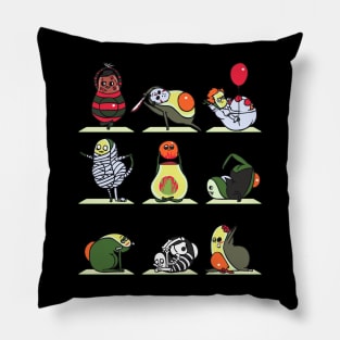 Avocado Yoga Halloween Monsters Pillow