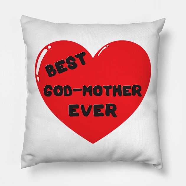 Best God-Mother Ever heart doodle hand drawn design Pillow by The Creative Clownfish