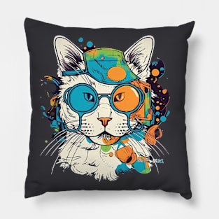 Retrofuturistic Lab Cat is Excited to See You Again  ( ⓛ ω ⓛ *) Pillow