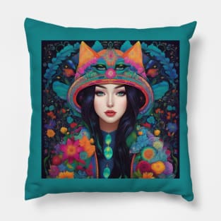 Beautiful mysterious girl Pillow