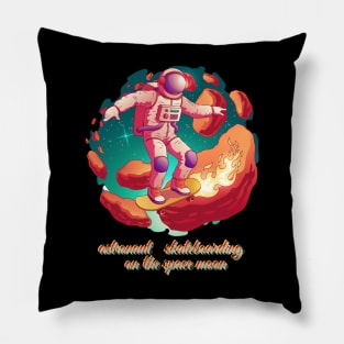 astronaut   skateboarding  on the space moon Pillow