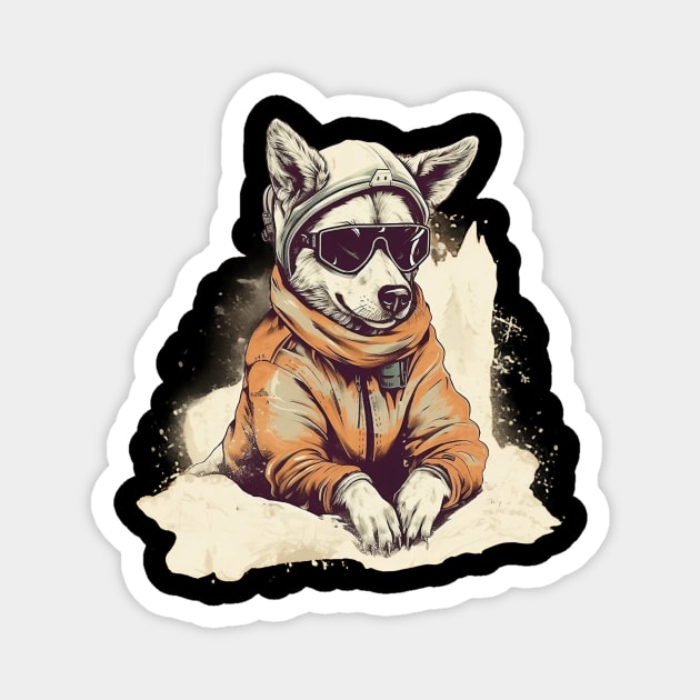 Dog with ski goggles Magnet by GreenMary Design