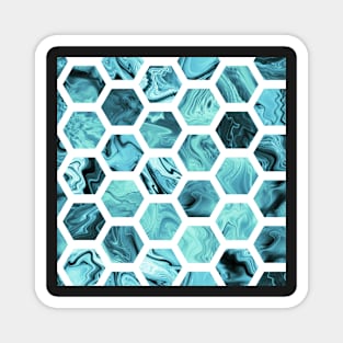 Teal hexagons Magnet