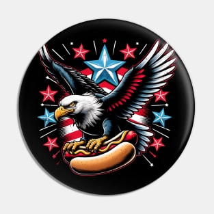 4th of july men women Hot Dogs And Freedom Patriotic Pin