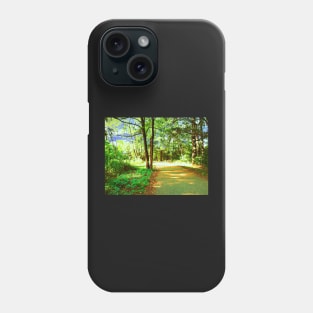 digital oil painting of a forest road Phone Case