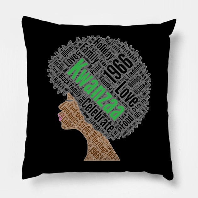 Kwanzaa Natural Hair Afro Pillow by blackartmattersshop