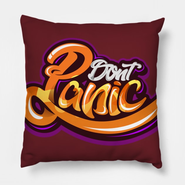 Don't Panic Pillow by RYZWORK