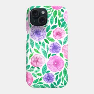 Watercolor petunia garden Phone Case