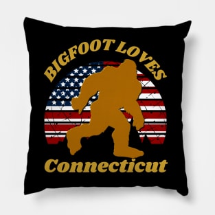 Bigfoot loves America and Connecticut too Pillow