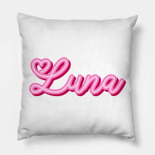 Luna name pink heart Pillow