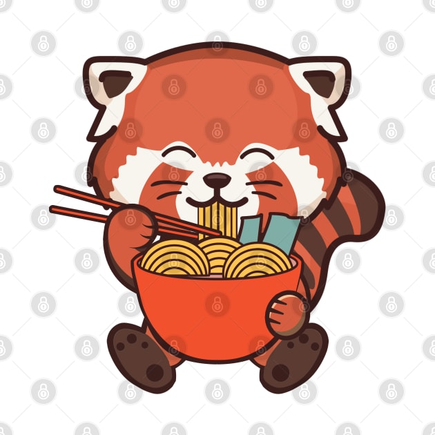 Red Panda Eating Ramen Cute Kawaii Sticker by Bruno Pires