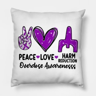 Addiction Counselor Recovery Peace Love Harm Reduction Pillow