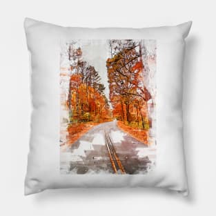 Scenic Autumn Drive Marker Sketch Pillow