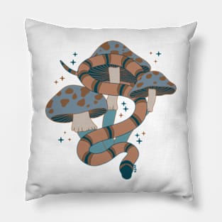 Snake and Mushrooms - Chocolate mint Pillow