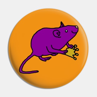 Purple Rat Holding a Crown Pin