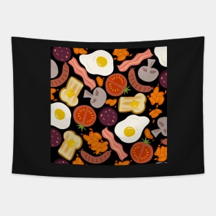 Full English breakfast black Tapestry