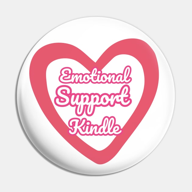 Emotional Support Kindle Pink - Text On Hollow Heart Pin by Double E Design