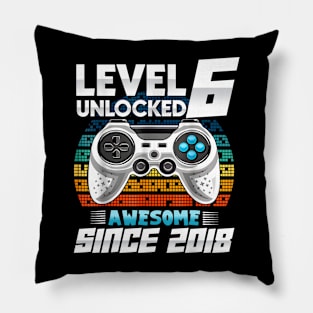 Six 6 yr BDay Son Boy Funny Gamer 6th 6 Year Old Pillow