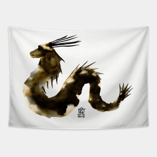 Golden Serpent Elegant Dragon Tapestry