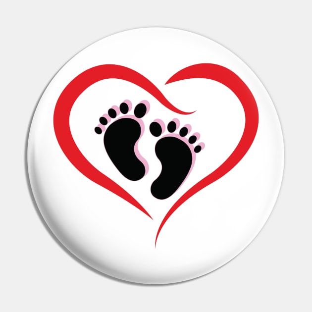 Feet in a HEART Maternity T-shirt Baby Girl Pin by KazSells