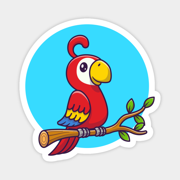 Cute Parrot Bird On The Branch Magnet by Catalyst Labs